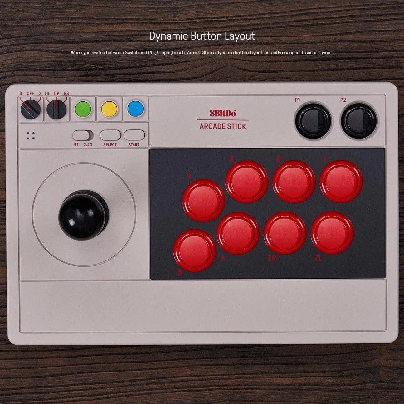 8BitDo Arcade Stick: Turbo & Macro Functions. Bluetooth, 2.4G and USB Wired Connectivity for Switch & Windows PC