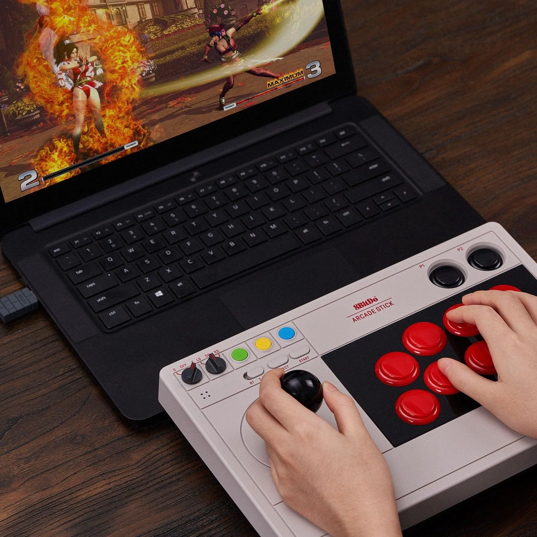 8BitDo Arcade Stick: Turbo & Macro Functions. Bluetooth, 2.4G and USB Wired Connectivity for Switch & Windows PC