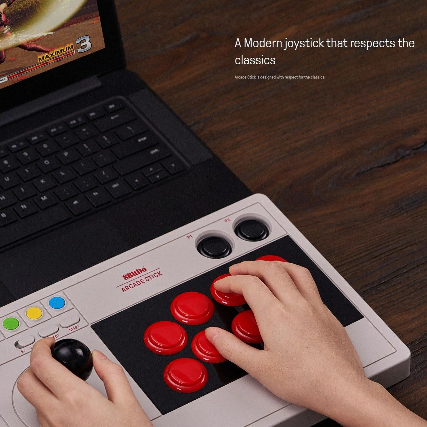 8BitDo Arcade Stick: Turbo & Macro Functions. Bluetooth, 2.4G and USB Wired Connectivity for Switch & Windows PC