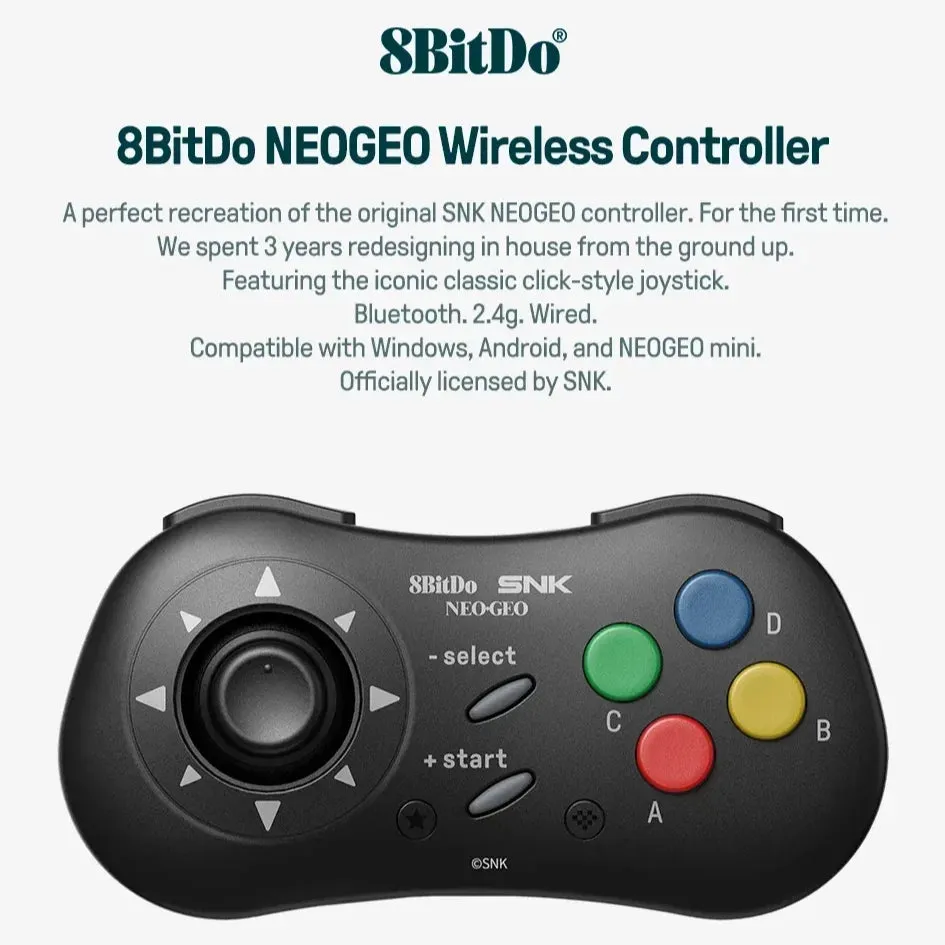 8BitDo NEOGEO Bluetooth & 2.4g Wireless Controller: For NEOGEO Mini, Windows PC, Android