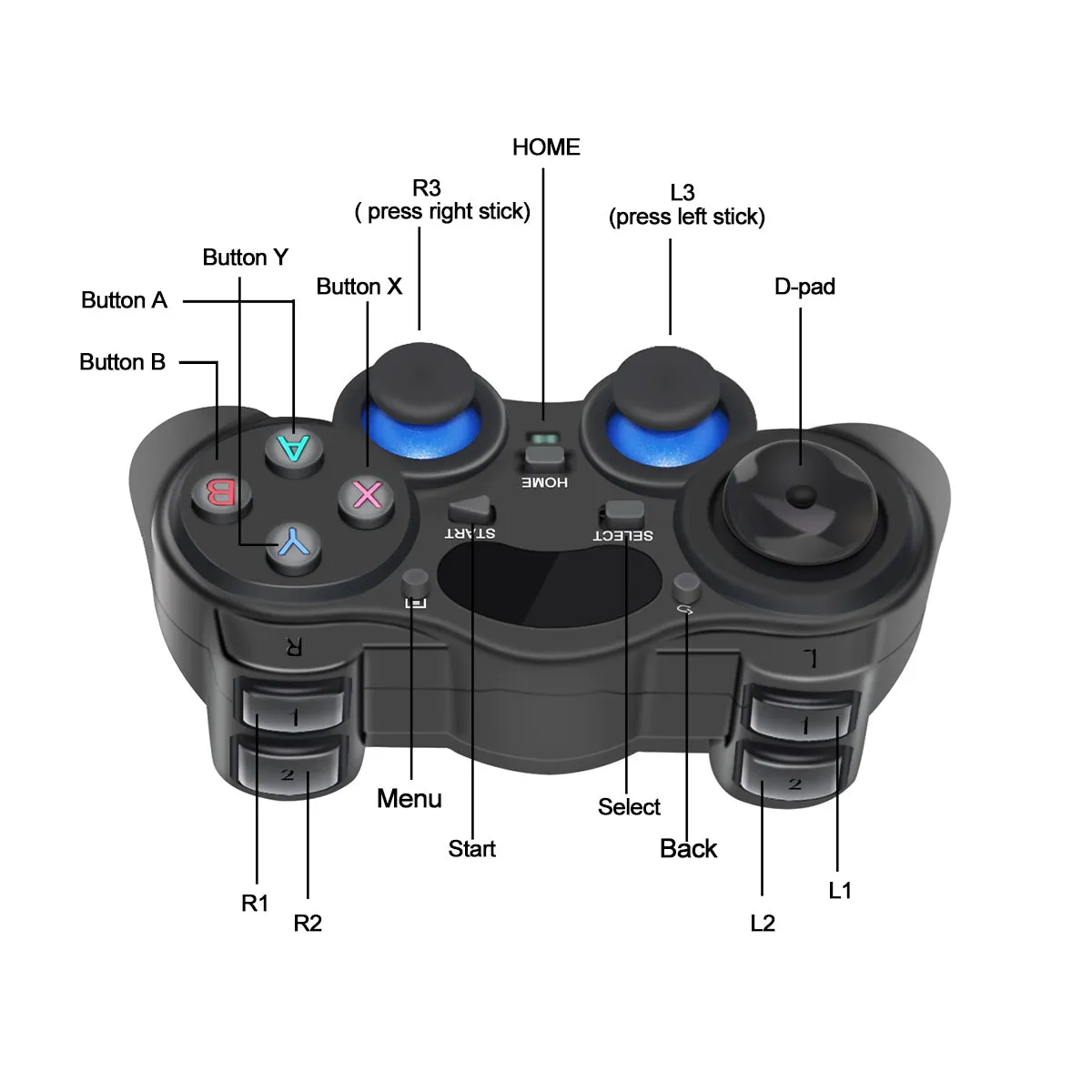 D3475A Universal 2.4G Wireless Game Controller for Android TV Box Tablets PC GPD XD New