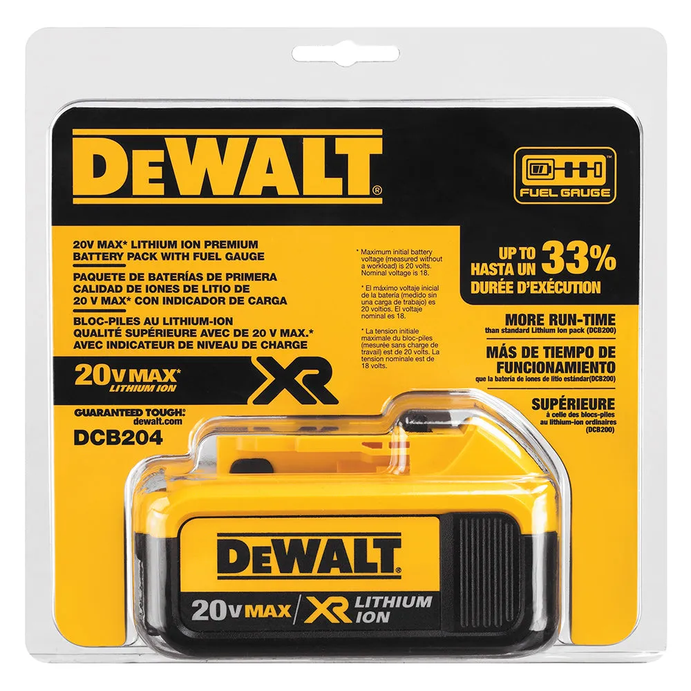 DeWALT DCB204 20V MAX Premium XR Lithium Ion Battery Pack