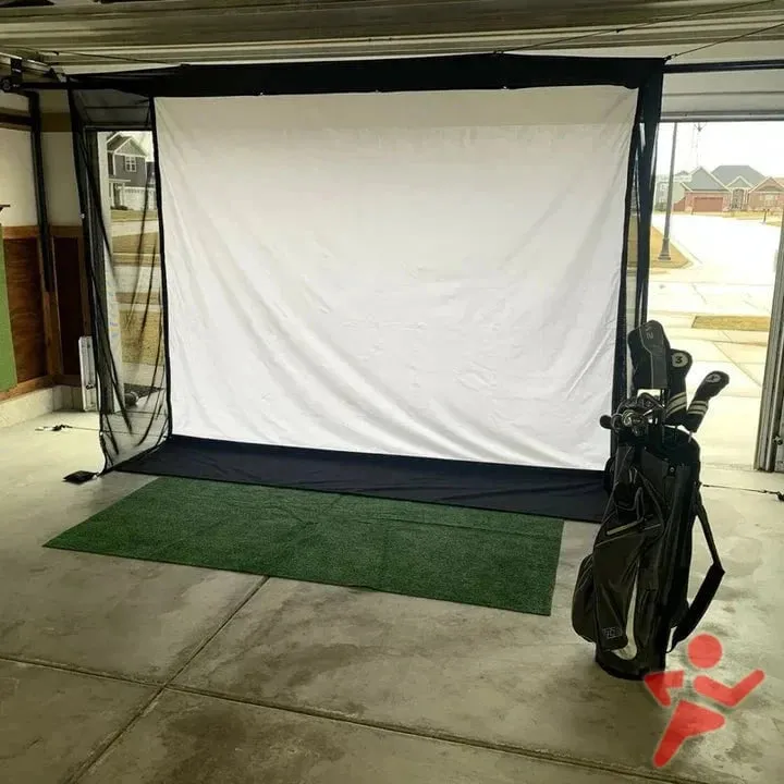 G-TRAK Retractable Golf Simulator Impact Screen with Netting for Your Garage