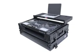 ProX XS-DDJ1000WLTBL ATA Black Flight Case for Pioneer DDJ-1000 FLX6 SX3 DJ Controller with Laptop Shelf 1U Rack Space and Wheels