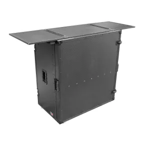 ProX XS-DJSTNBL Transformer Series DJ Folding Workstation Table - Fold Away W-Wheels | Black on Black