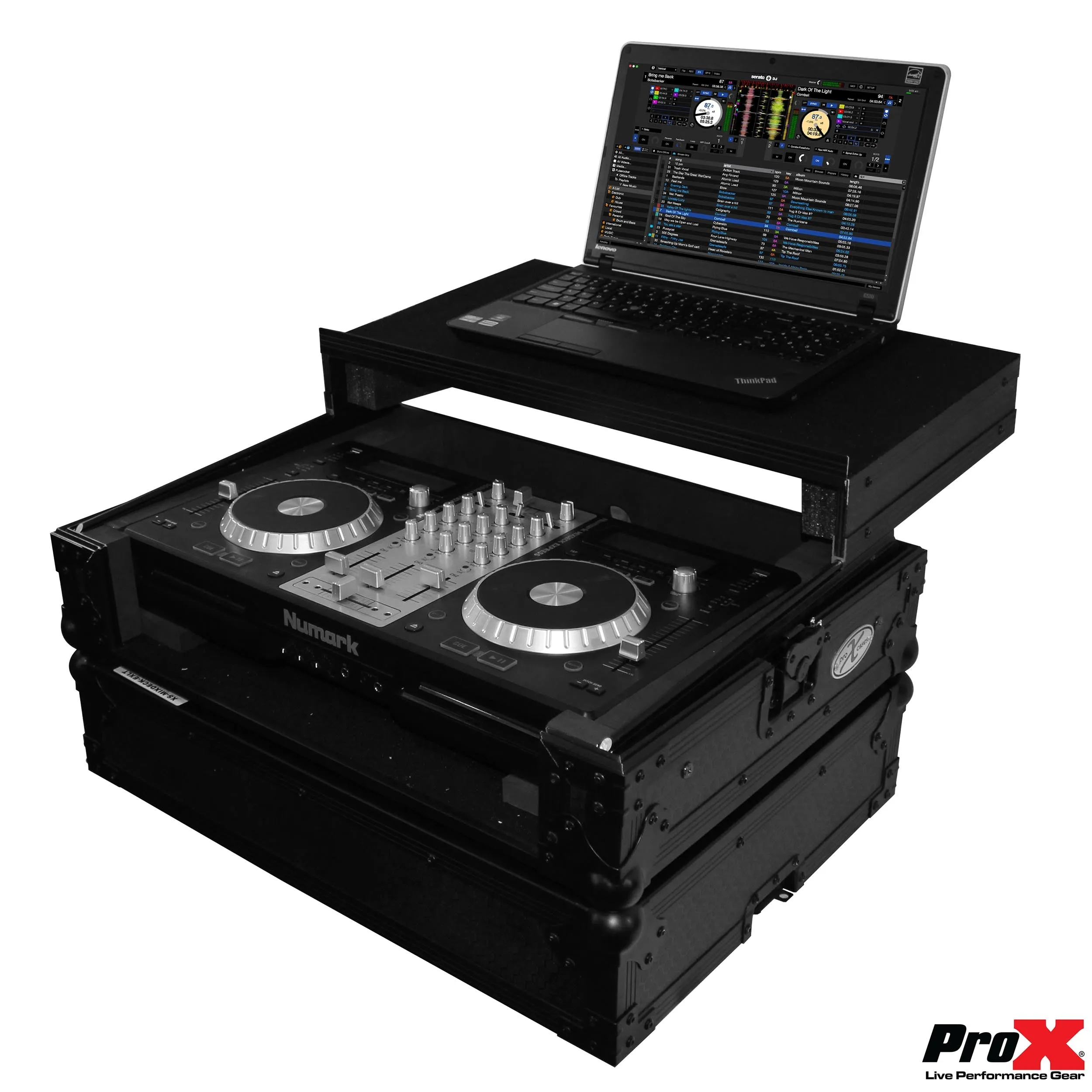 ProX XS-MIXDECKEXLTBL Flight Case for Numark MixDeck Express Digital Controller W-Laptop Shelf | Black on Black