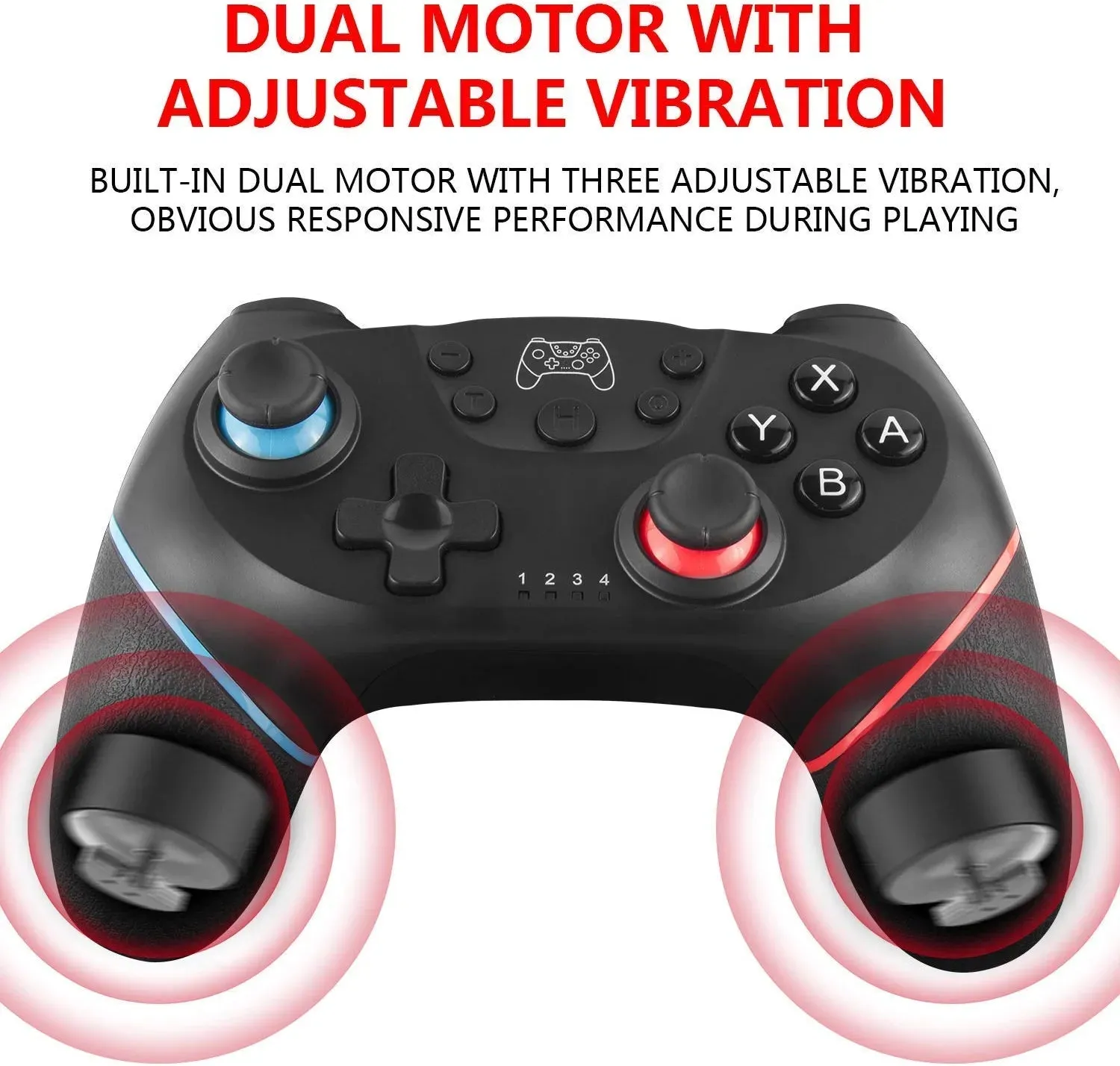 Switch Controller, Wireless Pro Controller for Switch/Switch Lite/Switch OLED, Switch Remote Gamepad with Joystick, Adjustable Turbo Vibration, Ergonomic Non-Slip - Black